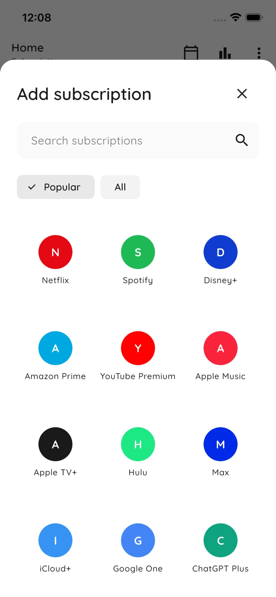 Add subscription with brand catalog grid